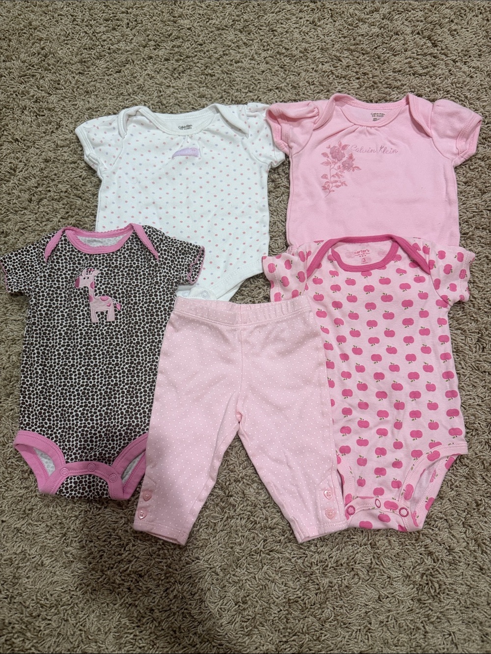 Carter's Pink Baby One-Piece Set with Pants - Mixed Pink Prints